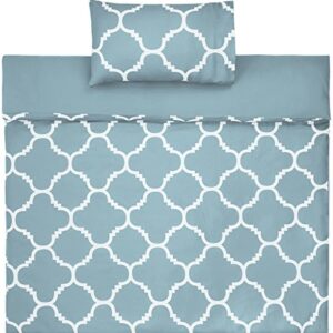 Amazon Basics Microfiber 2 Piece Duvet Cover Set, 135x200cm/50x80cmx1, Dusty Blue Trellis