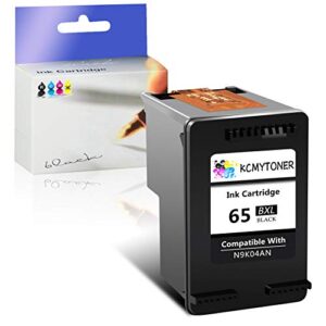 kcmytoner remanufactured high yield ink cartridge compatible for hp 65xl 65 xl 65bxl n9k04an envy 5052 5055 5058 deskjet 2624 2652 2655 3720 3730 3732 3752 3755 printer (black,1 pack)