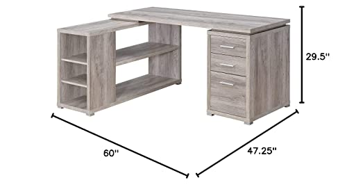 Coaster Home Furnishings Yvette L-Shape Grey Driftwood Office Desk (801516)