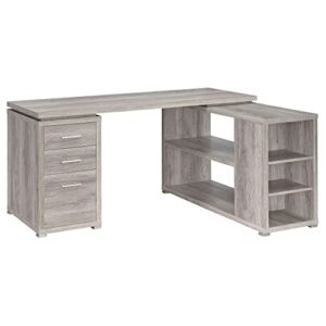 coaster home furnishings yvette l-shape grey driftwood office desk (801516)
