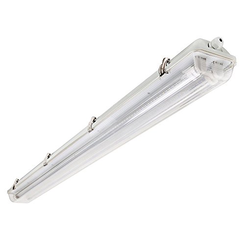 2 Lamp LED Vapor Proof Fixture 36W (100W Eq), 4700 Lm (130LM/w), 5000K (Daylight), UL & DLC, Clear Cover, Waterproof, IP65, 120-277v, Garage Lighting, Car Wash, Warehouse, Walk in Freezer