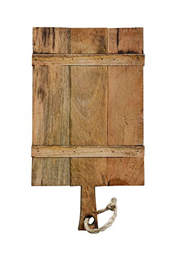 Creative Co-op Mango Wood Rope on Handle Cheese Board, Brown, 18x10