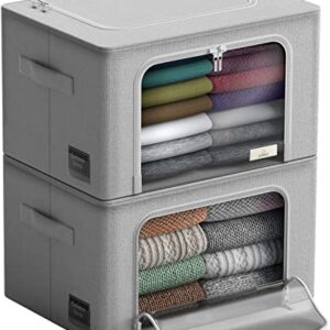 Sorbus Storage Bins - Foldable Stackable Container Organizer Set with Large Window & Carry Handles, Bedroom Closet Organization for Bedding, Linen, Clothes