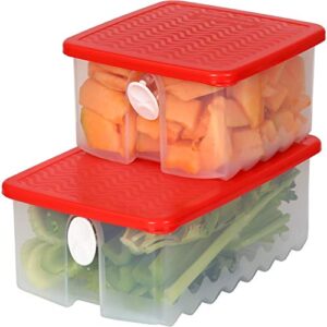 fresh fruit and vegetable food keeper saver storage container with air vented lids produce keeper dishwasher, freezer, refrigerator-safe – 100% food-safe, bpa-free plastic organizer - combo set