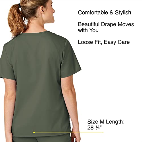 WonderWink WonderWORK Women’s V-Neck Scrub Top — Olive, Medium