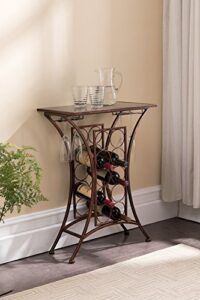 kings brand furniture - free standing wine storage organizer rack display stand with glass holders