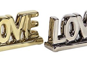 The Novogratz Porcelain Love Decorative Sign, Set of 2 6"W, 3"H, Multi Colored