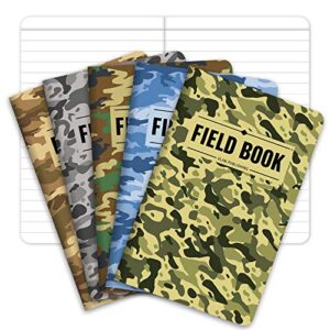 field notebook/pocket journal - 3.5"x5.5" - camouflage - lined memo book - pack of 5