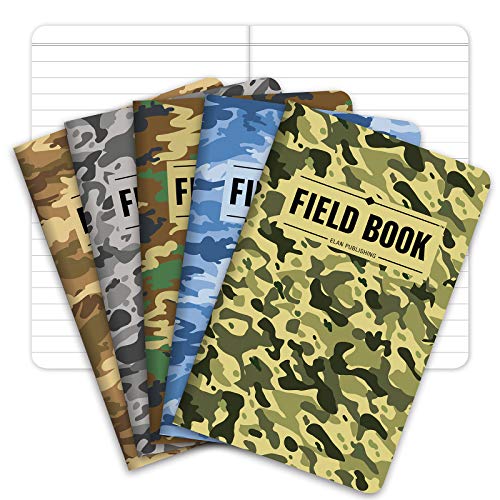 Field Notebook/Pocket Journal - 3.5"x5.5" - Camouflage - Lined Memo Book - Pack of 5