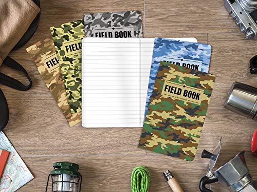 Field Notebook/Pocket Journal - 3.5"x5.5" - Camouflage - Lined Memo Book - Pack of 5