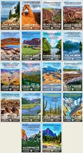 national park posters - postcards featuring original works by robert b. decker (series a)