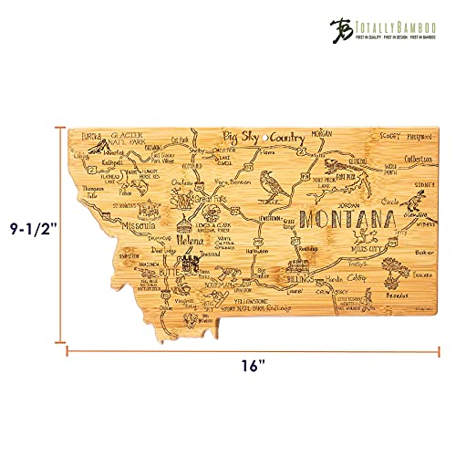 Totally Bamboo Destination Montana State Shaped Serving and Cutting Board, Includes Hang Tie for Wall Display