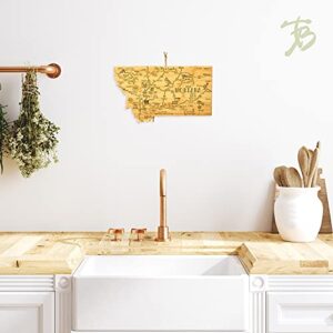 Totally Bamboo Destination Montana State Shaped Serving and Cutting Board, Includes Hang Tie for Wall Display
