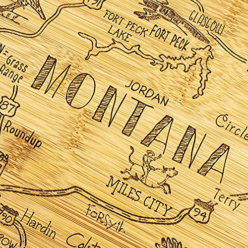 Totally Bamboo Destination Montana State Shaped Serving and Cutting Board, Includes Hang Tie for Wall Display