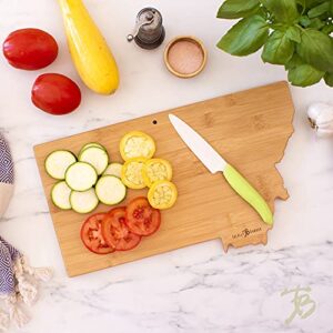 Totally Bamboo Destination Montana State Shaped Serving and Cutting Board, Includes Hang Tie for Wall Display