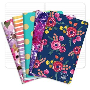 elan publishing company field notebook / journal - 5"x8" - assorted patterns - lined memo book - pack of 5