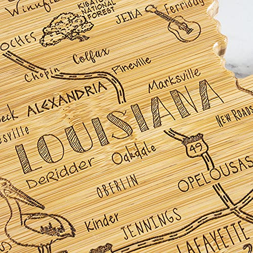 Totally Bamboo Destination Louisiana State Shaped Serving and Cutting Board, Includes Hang Tie for Wall Display