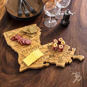 Totally Bamboo Destination Louisiana State Shaped Serving and Cutting Board, Includes Hang Tie for Wall Display