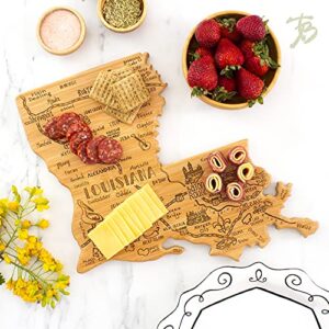 Totally Bamboo Destination Louisiana State Shaped Serving and Cutting Board, Includes Hang Tie for Wall Display