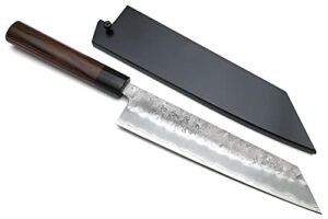 yoshihiro stainless clad nashiji ginsan high carbon stain resistant steel kiritsuke multipurpose chefs knife (9.5"(240mm) & saya)