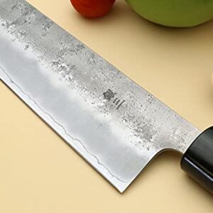 Yoshihiro Stainless Clad Nashiji Ginsan High Carbon Stain Resistant Steel Kiritsuke Multipurpose Chefs Knife (9.5"(240mm) & Saya)