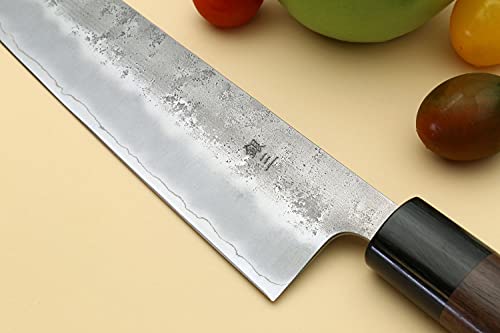 Yoshihiro Stainless Clad Nashiji Ginsan High Carbon Stain Resistant Steel Kiritsuke Multipurpose Chefs Knife (9.5"(240mm) & Saya)