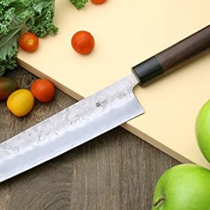 Yoshihiro Stainless Clad Nashiji Ginsan High Carbon Stain Resistant Steel Kiritsuke Multipurpose Chefs Knife (9.5"(240mm) & Saya)