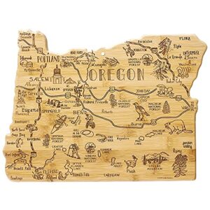totally bamboo destination oregon state shaped serving and cutting board, includes hang tie for wall display