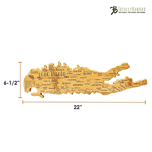 Totally Bamboo Destination Long Island Shaped Serving and Cutting Board, Includes Hang Tie for Wall Display