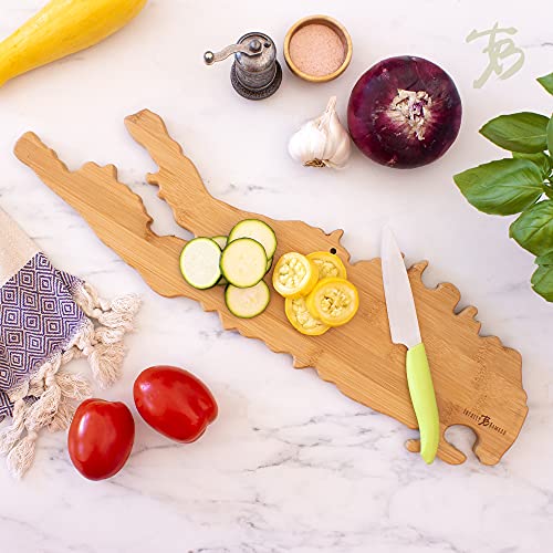 Totally Bamboo Destination Long Island Shaped Serving and Cutting Board, Includes Hang Tie for Wall Display