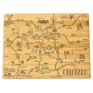 totally bamboo destination colorado state shaped serving and cutting board, includes hang tie for wall display