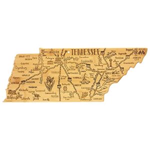 totally bamboo destination tennessee state shaped serving and cutting board, includes hang tie for wall display