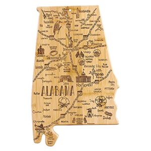 totally bamboo destination alabama state shaped bamboo serving and cutting board, includes hang tie for wall display