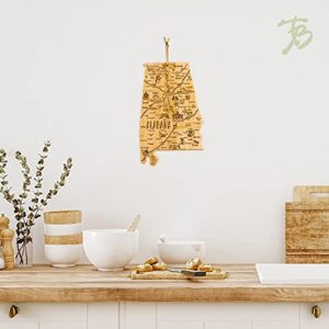 Totally Bamboo Destination Alabama State Shaped Bamboo Serving and Cutting Board, Includes Hang Tie for Wall Display