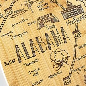 Totally Bamboo Destination Alabama State Shaped Bamboo Serving and Cutting Board, Includes Hang Tie for Wall Display