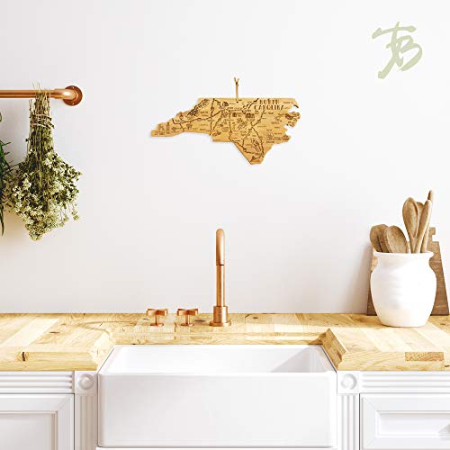 Totally Bamboo Destination North Carolina State Shaped Serving and Cutting Board, Includes Hang Tie for Wall Display