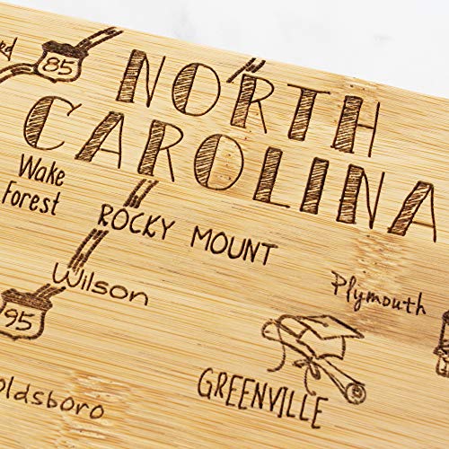 Totally Bamboo Destination North Carolina State Shaped Serving and Cutting Board, Includes Hang Tie for Wall Display