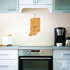 Totally Bamboo Destination Indiana State Shaped Serving and Cutting Board, Includes Hang Tie for Wall Display