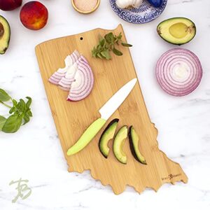 Totally Bamboo Destination Indiana State Shaped Serving and Cutting Board, Includes Hang Tie for Wall Display