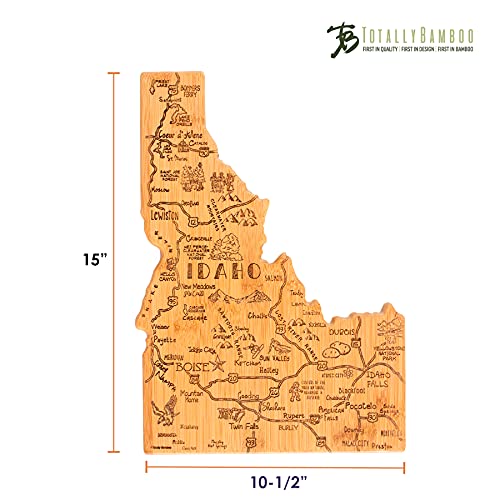 Totally Bamboo Destination Idaho State Shaped Serving and Cutting Board, Includes Hang Tie for Wall Display