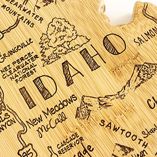 Totally Bamboo Destination Idaho State Shaped Serving and Cutting Board, Includes Hang Tie for Wall Display