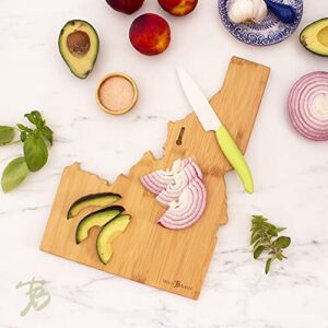 Totally Bamboo Destination Idaho State Shaped Serving and Cutting Board, Includes Hang Tie for Wall Display