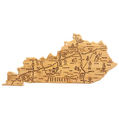 Totally Bamboo Destination Kentucky State Shaped Serving and Cutting Board, Includes Hang Tie for Wall Display