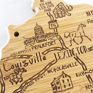 Totally Bamboo Destination Kentucky State Shaped Serving and Cutting Board, Includes Hang Tie for Wall Display