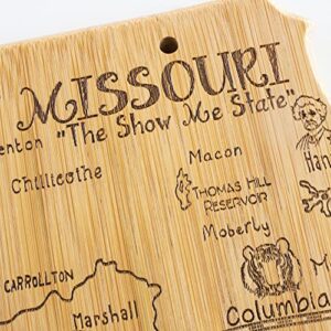 Totally Bamboo Destination Missouri State Shaped Serving and Cutting Board, Includes Hang Tie for Wall Display