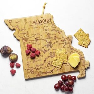 Totally Bamboo Destination Missouri State Shaped Serving and Cutting Board, Includes Hang Tie for Wall Display