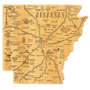 totally bamboo destination arkansas state shaped serving and cutting board, includes hang tie for wall display