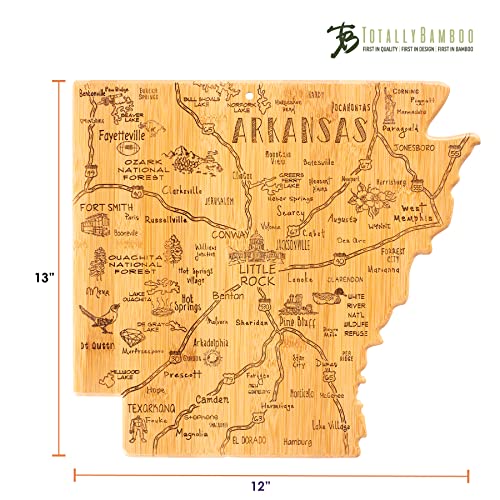 Totally Bamboo Destination Arkansas State Shaped Serving and Cutting Board, Includes Hang Tie for Wall Display