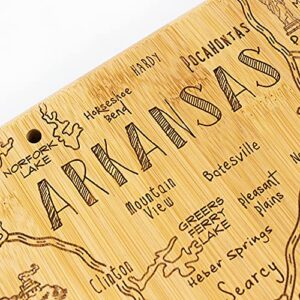 Totally Bamboo Destination Arkansas State Shaped Serving and Cutting Board, Includes Hang Tie for Wall Display