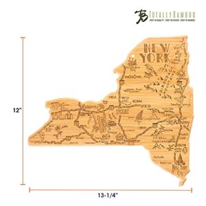 Totally Bamboo Destination New York State Shaped Serving and Cutting Board, Includes Hang Tie for Wall Display